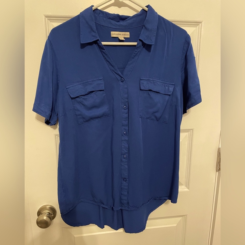 Alexander Jordan button up royal blue blouse  large